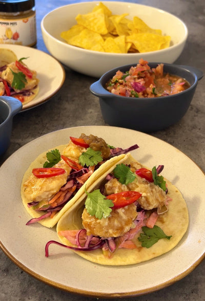 Golden Prawn tacos