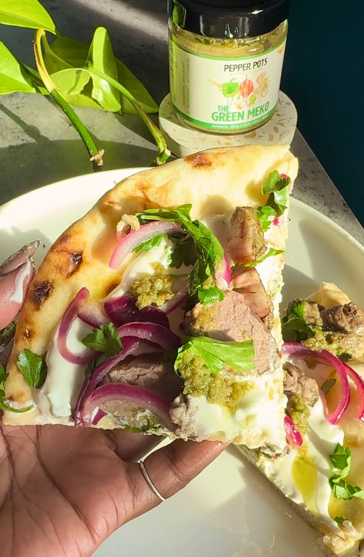 Lamb Shoulder Flatbread featuring The Green Meko