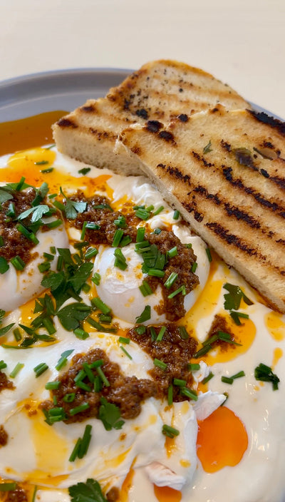 Turkish style eggs featuring The Charbell